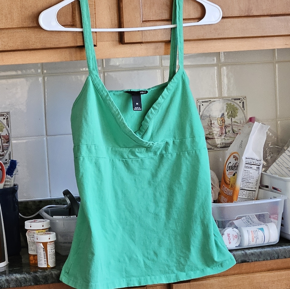 H&M y2k style green tank top size medium